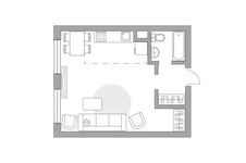 Планировка квартиры студии, 36,5 м2