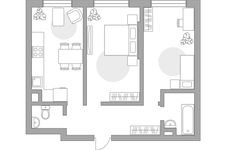 Планировка 2-комнатной квартиры, 55,4 м2