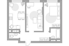 Планировка 2-комнатной квартиры, 50,8 м2