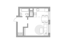 Планировка квартиры студии, 34 м2