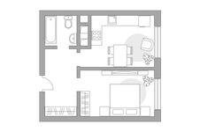 Планировка 1-комнатной квартиры, 36,3 м2