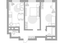 Планировка 2-комнатной квартиры, 53,3 м2