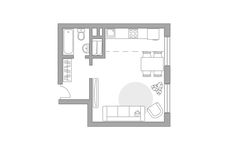 Планировка квартиры студии, 34,3 м2