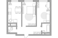 Планировка 2-комнатной квартиры, 53,9 м2