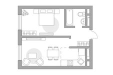 Планировка 2-комнатной квартиры, 36,6 м2