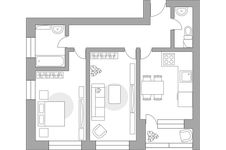 Планировка 2-комнатной квартиры, 62 м2