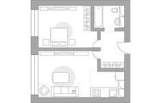 Планировка 2-комнатной квартиры, 49,4 м2