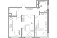 Планировка 2-комнатной квартиры, 55,3 м2