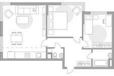 Планировка 3-комнатной квартиры, 65,6 м2