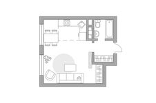 Планировка квартиры студии, 32,6 м2