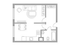 Планировка 1-комнатной квартиры, 35,3 м2