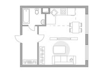 Планировка квартиры студии, 35,5 м2