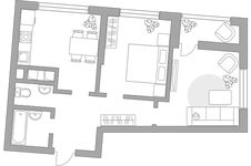 Планировка 2-комнатной квартиры, 53,9 м2