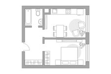 Планировка 1-комнатной квартиры, 37,2 м2