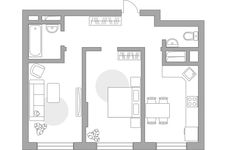 Планировка 2-комнатной квартиры, 50,3 м2