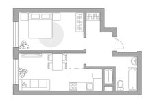 Планировка 2-комнатной квартиры, 39,3 м2