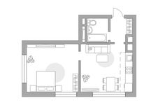 Планировка 2-комнатной квартиры, 44,7 м2