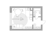 Планировка квартиры студии, 26,4 м2