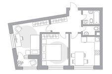 Планировка 2-комнатной квартиры, 53,7 м2