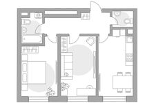 Планировка 2-комнатной квартиры, 51,1 м2
