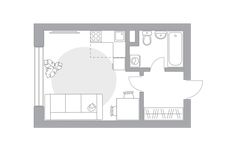 Планировка 1-комнатной квартиры, 26,2 м2