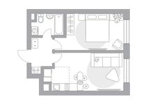 Планировка 2-комнатной квартиры, 36,4 м2