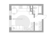 Планировка квартиры студии, 33,1 м2