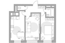 Планировка 2-комнатной квартиры, 54,6 м2