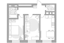 Планировка 2-комнатной квартиры, 50,2 м2