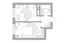 Планировка 1-комнатной квартиры, 34,1 м2