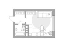Планировка 1-комнатной квартиры, 25,6 м2