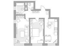 Планировка 2-комнатной квартиры, 60,2 м2
