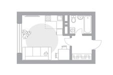 Планировка квартиры студии, 25,6 м2
