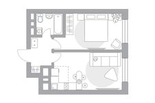 Планировка 2-комнатной квартиры, 35,7 м2
