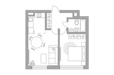 Планировка 2-комнатной квартиры, 41,2 м2