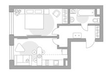 Планировка 2-комнатной квартиры, 38,9 м2