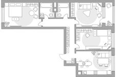 Планировка 3-комнатной квартиры, 95,8 м2