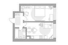 Планировка 1-комнатной квартиры, 35,2 м2