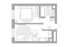 Планировка 2-комнатной квартиры, 34,1 м2