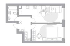 Планировка 2-комнатной квартиры, 40,3 м2