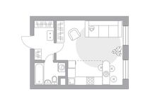 Планировка 1-комнатной квартиры, 33,3 м2
