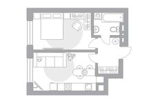 Планировка 1-комнатной квартиры, 34,4 м2