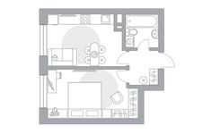 Планировка 1-комнатной квартиры, 34,6 м2