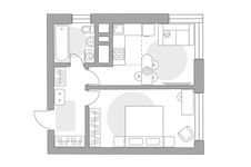 Планировка 2-комнатной квартиры, 36,9 м2