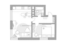 Планировка 2-комнатной квартиры, 48,5 м2