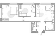 Планировка 3-комнатной квартиры, 61,2 м2