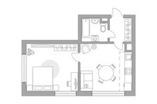 Планировка 2-комнатной квартиры, 45,7 м2