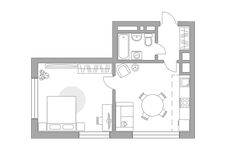 Планировка 2-комнатной квартиры, 44,7 м2