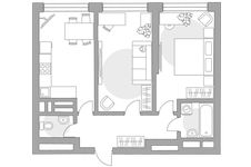 Планировка 2-комнатной квартиры, 51,9 м2
