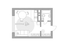 Планировка квартиры студии, 25,8 м2
